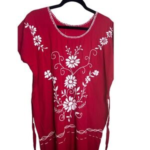 Unbranded Red Cover-up Tunic Embroidery, American American red Size M/L